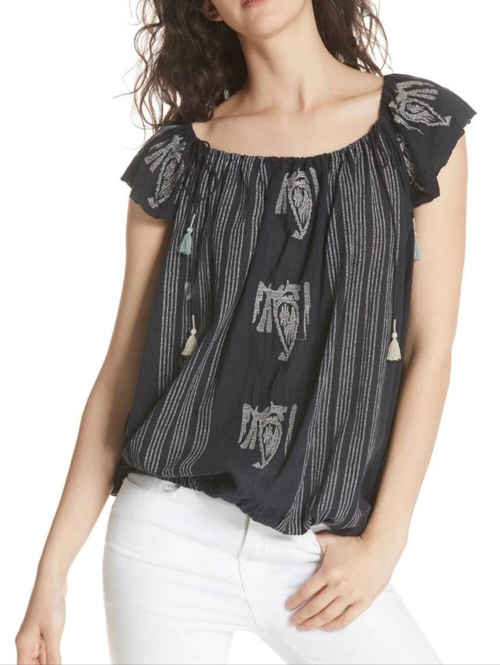 Free People Pukka Embroidered Blouse